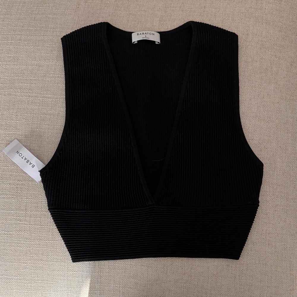 Aritzia Babaton Black Carlotta Ribbed Women's Top NWT